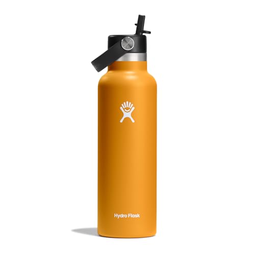 Hydro Flask - Wasserflasche 621 ml (21 oz) - Vakuumisolierte Edelstahl-Wasserflasche mit Flex-Trinkhalm-Verschluss - Standardöffnung - Fossil von Hydro Flask