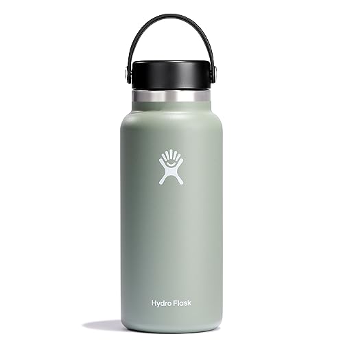 HYDRO FLASK - Trinkflasche 946ml (32oz) - Isolierte Wasserflasche aus Edelstahl - Sportflasche mit auslaufsicherem Flex Cap-Deckel & Gurt - Thermoflasche Spülmaschinenfest - Größe Öffnung - Agave von Hydro Flask