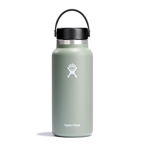 HYDRO FLASK - Trinkflasche 946ml (32oz) - Isolierte Wasserflasche aus Edelstahl - Sportflasche mit auslaufsicherem Flex Cap-Deckel & Gurt - Thermoflasche Spülmaschinenfest - Größe Öffnung - Agave von Hydro Flask