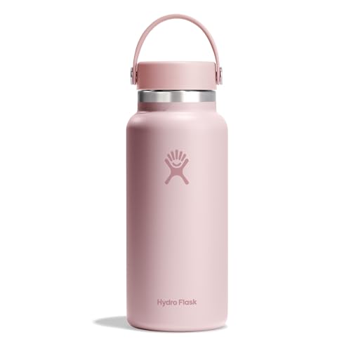 HYDRO FLASK - Wide Mouth Trinkflasche 946ml (32 oz) - Isolierte Wasserflasche aus Edelstahl - Sportflasche mit auslaufsicherem Flex Cap-Deckel & Gurt - Thermoflasche Spülmaschinenfest - Trillium von Hydro Flask