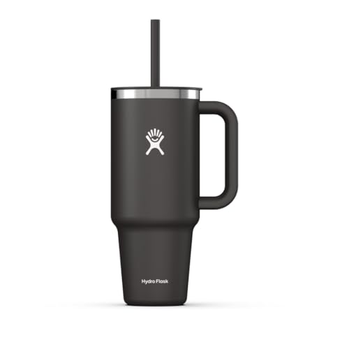 Hydro Flask - Travel Tumbler - Thermobecher 1180 ml (40 Oz) mit verschließbarem Press-In-Strohhalmdeckel - Edelstahl - Doppelwandige Vakuumisolierung - Spritzwassergeschützter Deckel - Black von Hydro Flask