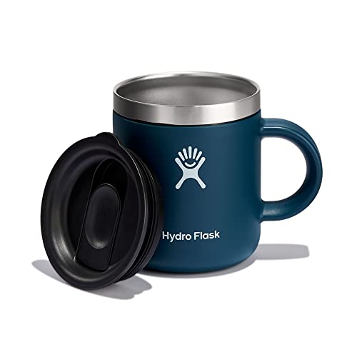 HYDRO FLASK - Kaffeebecher 177ml (6 oz) - Vakuumisolierter Thermobecher aus Edelstahl - Isolierbecher mit Griff & Steckdeckel - Reise-Becher - Spülmaschinenfester Kaffeebecher - Indigo von Hydro Flask
