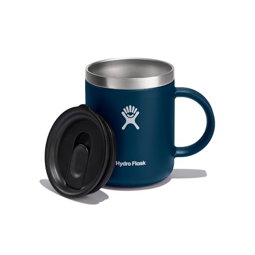 HYDRO FLASK - Kaffeebecher 354ml (12 oz) - Vakuumisolierter Thermobecher aus Edelstahl - Isolierbecher mit Griff & Steckdeckel - Reise-Becher - Spülmaschinenfester Kaffeebecher - Indigo von Hydro Flask