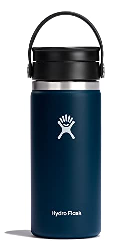 HYDRO FLASK - Reise-Thermos 473ml (16 oz) - Vakuumisolierter Edelstahl-Thermos - Auslaufsicher Flex-Trinkdeckel - Thermos für Kaffee - Größe Öffnung - Indigo von Hydro Flask