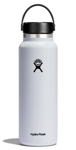 HYDRO FLASK - Trinkflasche 1180ml (40oz) - Isolierte Wasserflasche aus Edelstahl - Sportflasche mit auslaufsicherem Flex Cap-Deckel & Gurt - Thermoflasche Spülmaschinenfest - Größe Öffnung - White von Hydro Flask