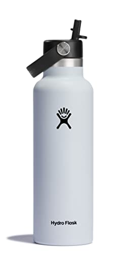 HYDRO FLASK - Trinkflasche 621ml (21oz) mit Strohdeckel - Vakuumisolierte, Wiederverwendbare Flasche aus Edelstahl - Auslaufsicherer Deckel - Heiß & Kalt - Kleine Öffnung - White von Hydro Flask