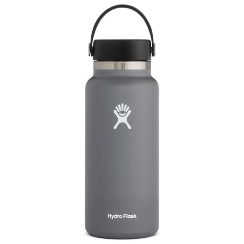 HYDRO FLASK - Trinkflasche 946ml (32oz) - Isolierte Wasserflasche aus Edelstahl - Sportflasche mit auslaufsicherem Flex Cap-Deckel & Gurt - Thermoflasche Spülmaschinenfest - Größe Öffnung - Stone von Hydro Flask