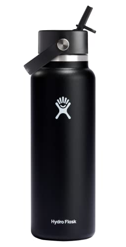 Hydro Flask Weithals-Trinkflasche, Flex-Trinkhalmkappe, Schwarz, 1,2 l von Hydro Flask