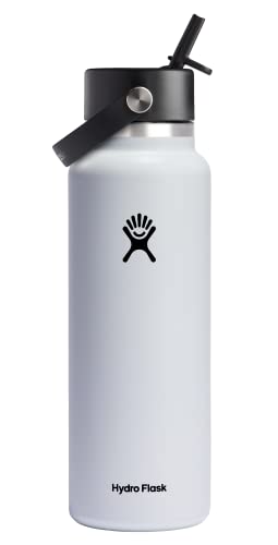 Hydro Flask Weithals-Trinkflasche, Flex-Trinkhalmkappe, Weiß, 1,2 l von Hydro Flask