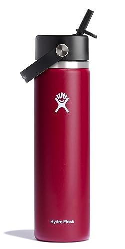 HYDRO FLASK - Trinkflasche 709ml (24oz) mit Strohdeckel - Vakuumisolierte, Wiederverwendbare Flasche aus Edelstahl - Auslaufsicherer Deckel - Größe Öffnung - Berry von Hydro Flask