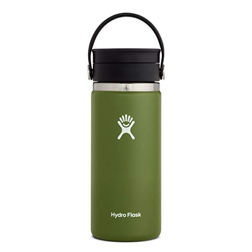 HYDRO FLASK - Reise-Thermosflasche 473ml (16 oz) - Vakuumisolierter Edelstahl-Kaffeebecher Thermo - Flex Sip Lid Auslaufsicher - Coffee Travel Mug für Unterwegs - Edelstahl - Weite Öffnung - Olive von Hydro Flask