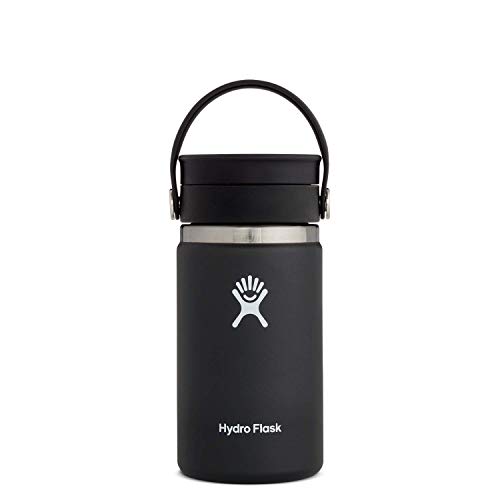 HYDRO FLASK - Reise-Thermos 354ml (12 oz) - Vakuumisolierter Edelstahl-Thermos - Auslaufsicher Flex-Trinkdeckel - Thermos für Kaffee - Größe Öffnung - Black von Hydro Flask