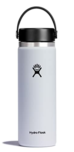 HYDRO FLASK - Trinkflasche 591ml (20oz) - Isolierte Wasserflasche aus Edelstahl - Sportflasche mit auslaufsicherem Flex Cap-Deckel & Gurt - Thermoflasche Spülmaschinenfest - Größe Öffnung - White von Hydro Flask