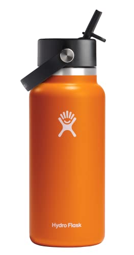 Hydro Flask Trinkflasche mit weitem Hals und Flex-Trinkhalmdeckel, Orange (Mesa), 946 ml von Hydro Flask