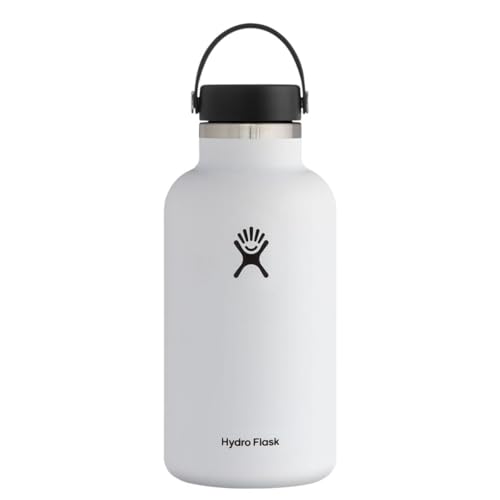 Hydro Flask - Wasserflasche 1893 ml (64 oz) - Vakuumisolierte Edelstahl-Wasserflasche mit auslaufsicherem Flex-Verschluss und Pulverbeschichtung - Weite Öffnung - White von Hydro Flask