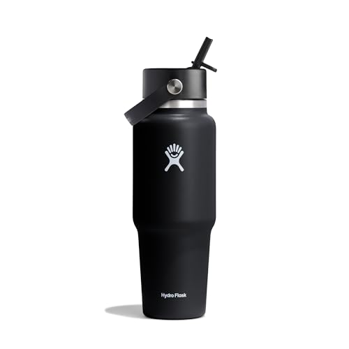 Hydro Flask - Weite Flex-Trinkhalm-Reiseflasche 946 ml (32 OZ) - Isolierte Edelstahl-Wasserflasche mit TempShield-Vakuumisolierung und auslaufsicherem Flex-Trinkhalm-Verschluss - Black von Hydro Flask