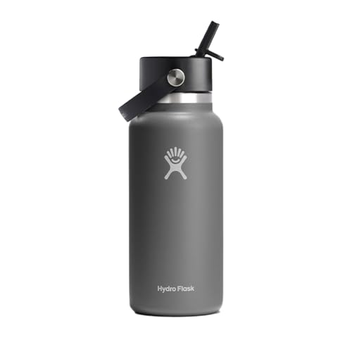 Hydro Flask Weithals-Trinkflasche, Flex-Trinkhalmkappe, Grau (Stone), 950 ml von Hydro Flask