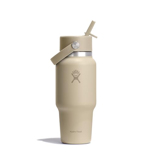 Hydro Flask – Wide Flex Straw Travel Bottle 710ml (24 oz) – Auslaufsicher, Isoliert, Becherhalterkompatibel – Hält Getränke 24 Stunden Kalt – Flex Strohhalmverschluss – Oat von Hydro Flask