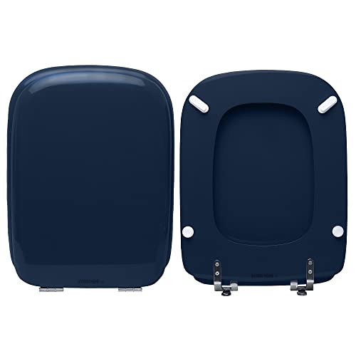 Toilettensitz Ideal Standard Conca wie Original, WC-Sitz aus Holz, mit Polyesterharz beschichtet, mit festen Scharnieren, WC-Sitz, Farbe Marineblau, hergestellt in Italien von Hydro Home
