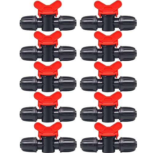 Hydrogarden 10 Stück Micro-Drip-System Regulier- und Absperrventil 13 mm (1/2 Zoll): Einfache Rohrabsperrung und stufenlose Regulierung des Wasserdurchflusses, Zubehör für Verlege- und Tropfrohre von Hydrogarden