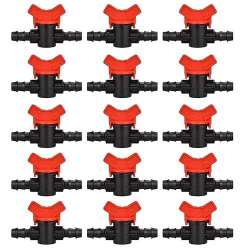 Hydrogarden 15 Stücke PE Schlauch Ventil Bewässerung Absperrhahn Durchflussregler Kunststoff Schlauch Ventil 16mm Tropfbewässerungsteile Rot Schwarz Wasserstrom Regelventil für Wasserschlauch Schlauch von Hydrogarden