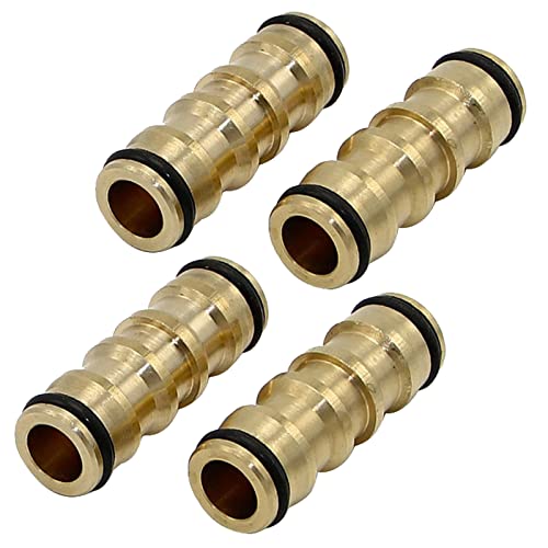 Hydrogarden 4 Packungen Messing Doppelstecker Gartenschlauch Schlauchverbinder (Messing Doppelstecker Verbinder) von Hydrogarden