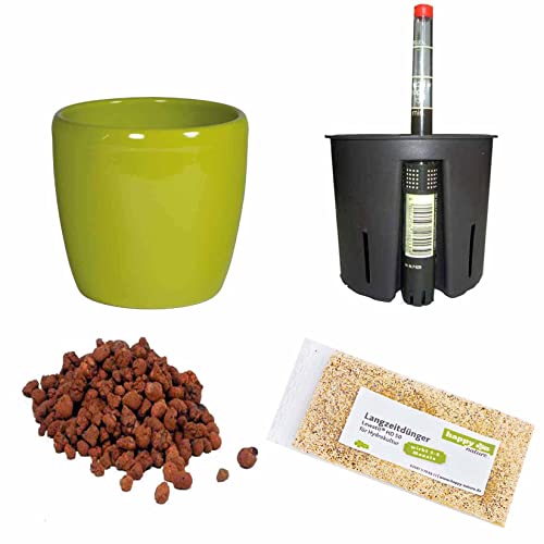 Hydrokultur Sets Happy-Nature Set5 Blumentopf Venus schilfgrün 09/07 Ø 11.5cm H 08cm+KT+WA+BT+HD50 von Hydrokultur Sets Happy-Nature
