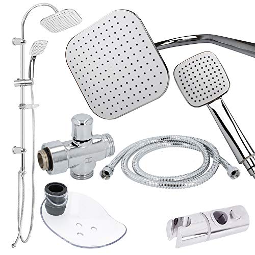 HYDROLAND Duschsystem ohne Armatur Duschset 10 Teilig | Duschstange Halterung Regendusche 20cm Handbrause | Duschbrause Duschschlauch Brauseschlauch | Kalkfilter Armatur Bad Wassersparend HYDROLAND Duschsystem ohne Armatur Duschset 10 Teilig | Duschstange Halterung Regendusche 20cm Handbrause | Duschbrause Duschschlauch Brauseschlauch | Kalkfilter Armatur Bad Wassersparend von Hydroland