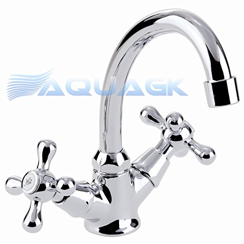 Zweigriff Retro Waschtisch Armatur Waschbecken Wasserhahn Nostalgie b203 von Hydroland