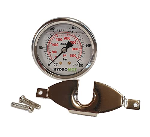 Hydromot Manometer 250 Bar 1/4" Anschluss Hinten von Hydromot