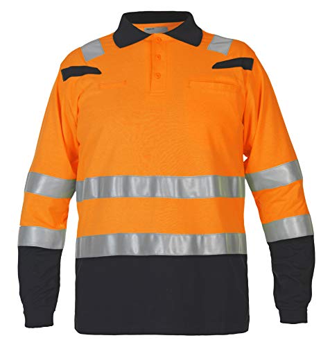 Hydrowear 043635OB Marbella Polohemd mit langen Ärmeln Orange/Schwarz Größe XL von Hydrowear