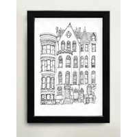Kunstdruck - Handgezeichnetes Brownstone Building New York City Pen Drawing von HyeArts