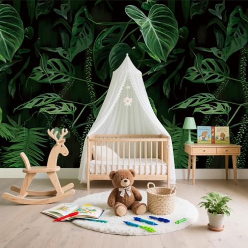 HyeeArt Tropischer Dschungel Wandbild mit Pfingstrosen, Palmen und Elefanten auf goldenem Marmor, nicht klebende Tapete für Kinderzimmer, Schlafzimmer oder Büro, Kleister (Wallpaper-10, 358,1 x 243,8 von HyeeArt