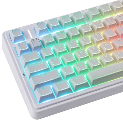 Hyekit PBT-Tastenkappen – Shine Through Double Shot Tastenkappen, 142 Tasten, Cherry Profile Backlit Tastenkappen für Cherry Gateron MX Switches 60, 65, 75, 100 % mechanische magnetische Tastatur von Hyekit