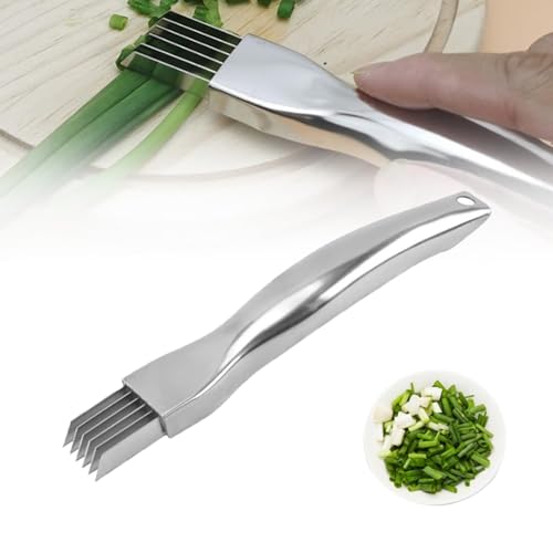 Hyfkjdm Shred Silk the Knife,Edelstahl Scallion Slicer,Spring Onion Slicer,Edelstahl Gehackte Grüne Zwiebel Messer,Zwiebel Shredder für Zwiebeln Ingwer Knoblauch von Hyfkjdm