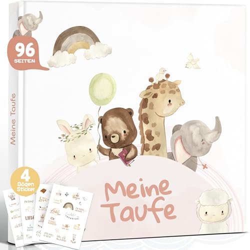 Gästebuch Taufe mit Sticker Taufgeschenk für Junge Mädchen | Taufbuch Taufalbum meine Taufe Erinnerungsalbum I 96 Innenseiten für Glückwünsche, Fotos | Erinnerungsbuch Fotoalbum Taufe Regenbogen Deko von Hyggartn