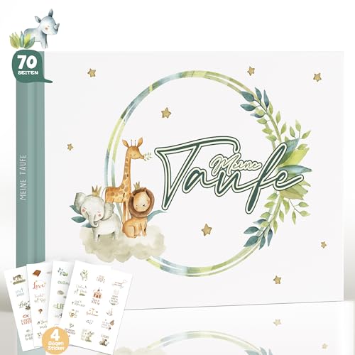Hyggartn Taufbuch mit Fragen zum Ausfüllen – Hochwertiges Gästebuch & Erinnerungsalbum für Jungen & Mädchen – Inkl. Sticker, 72 liebevoll gestaltete Seiten – Geschenk zur Taufe von Hyggartn