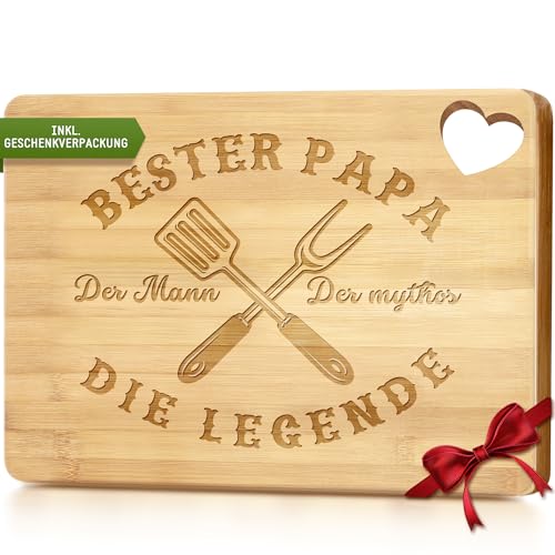 Vatertagsgeschenk für Papa, Geschenke für Papa, Bambus Schneidebrett Papa Geschenk zum Geburtstag Vatertag bester Papa Vater Geschenke von Tochter Sohn,Schneidebrett Holz Frühstücksbrettchen Brotbrett von Hyggartn