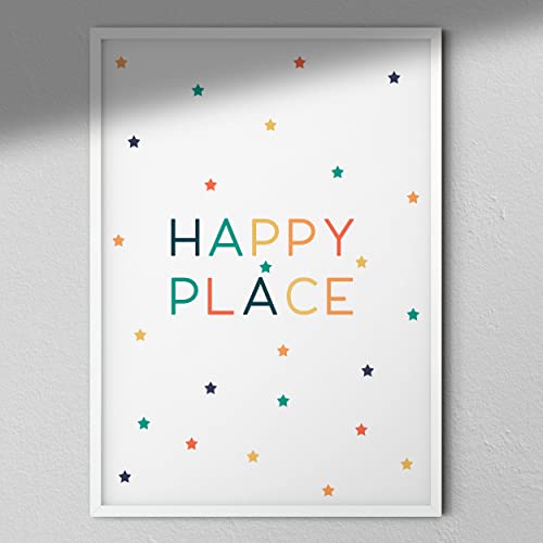 Happy Place Kunstdruck für Kinderzimmer, A3 von Hygge Creations