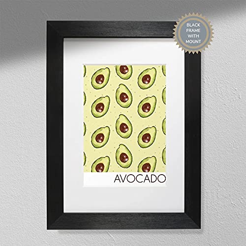 Hygge Creations Druck – Küche Wandkunst | Küchendekoration | Avocado-Illustration – A4 weißer Rahmen mit Passepartout, Papier von Hygge Creations