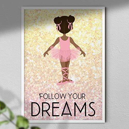 Hygge Creations Follow Your Dreams – Ballerina, Kinderdruck, Geschenk für Kinder, Kinderzimmer, Schlafzimmer, nur für Kinder, A4 von Hygge Creations