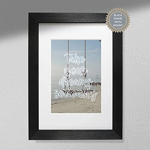 Hygge Creations Take Your Dreams Seriously Print Motivationsdruck | Positivity Poster – A3 weißer Rahmen mit Passepartout, Papier von Hygge Creations