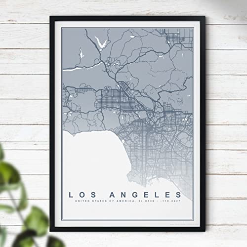 Hygge Creations Karte von Los Angeles Druck – Karte Wandkunst, Reise-Poster | Amerika-Karte nur Druck A3 von Hygge Creations