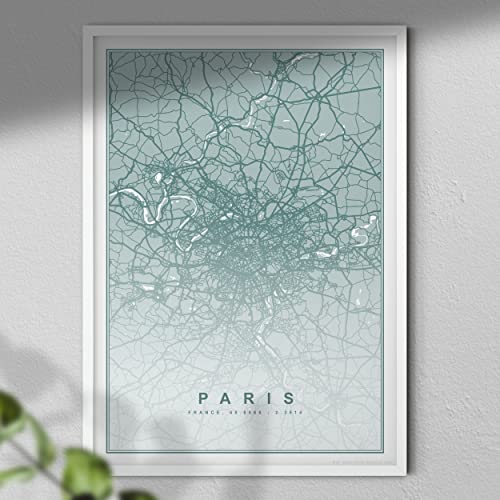 Hygge Creations Karte von Paris Druck – Karte Wandkunst, Reiseposter | Frankreich-Karte nur Kunstdruck A3 von Hygge Creations