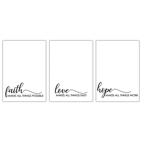 Hygge Creations Faith, Love & Hope (3 Stück) inspirierende Wandkunstdrucke – Typografie-Drucke | Heimdekordruck nur A3 von Hygge Creations