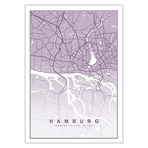 Hygge Creations Karte von Hamburg Druck – Karte Wandkunst | Reiseposter | Deutschlandkarte nur Druck A4 von Hygge Creations