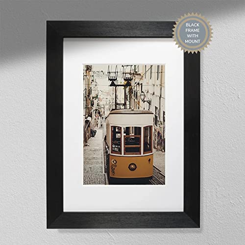 Hygge Creations Vintage Tram in San Francisco Wandkunst – Straßenbahn | Retro Tram | Wanddekoration schwarzer Rahmen ohne Passepartout A4 von Hygge Creations