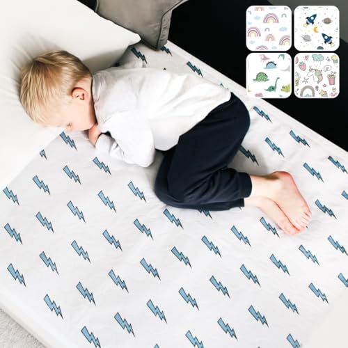 Bettunterlage wasserdicht für Kinder | passend für Einzel-, Kinder- und Babybett I Atmungsaktive, waschbare Matratzenauflage zum seitlichen Einstecken bei Inkontinenz I Matratzenschoner I Blitz von Hygge Supplies