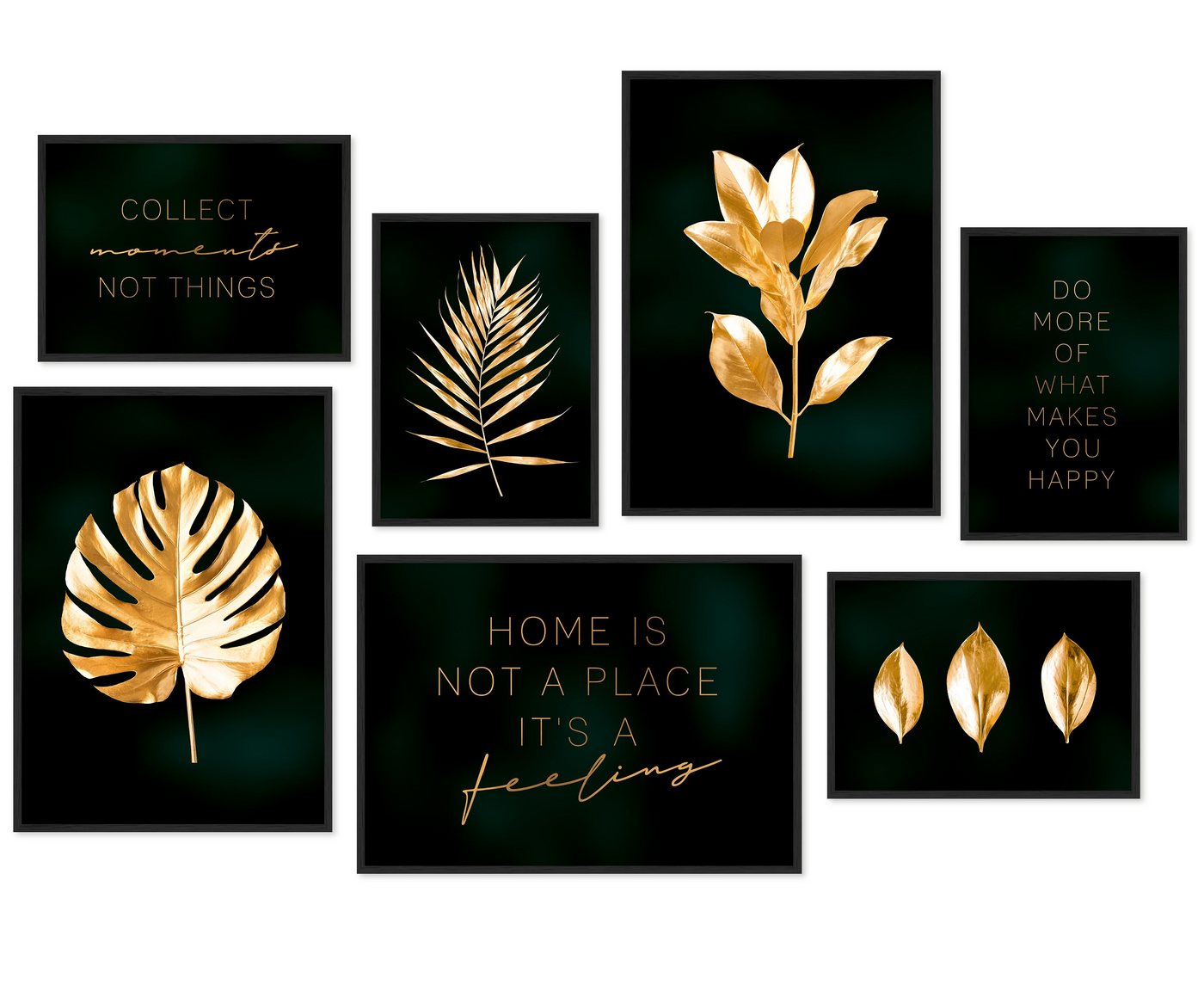 Hyggelig Home Poster Hyggelig Home Premium Poster Set - 7 passende Bilder OHNE RAHMEN - Set Gold, Pflanze (Set, 7 St), Knickfreie Lieferung Qualitätsdruck Dickes Papier von Hyggelig Home