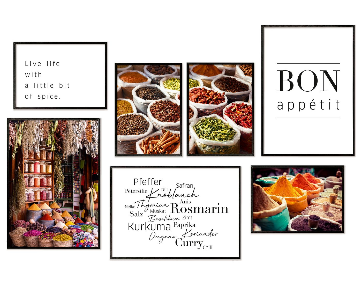 Hyggelig Home Poster Premium Poster Set - 7 Bilder Wandbilder Wohnzimmer Deko Collage, Genuss (Set, 7 St), Knickfreie Lieferung Qualitätsdruck Dickes Papier von Hyggelig Home